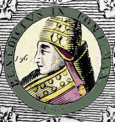 Portret van Paus Benedictus IX. Gravure uit de 19e eeuw door Unknown artist