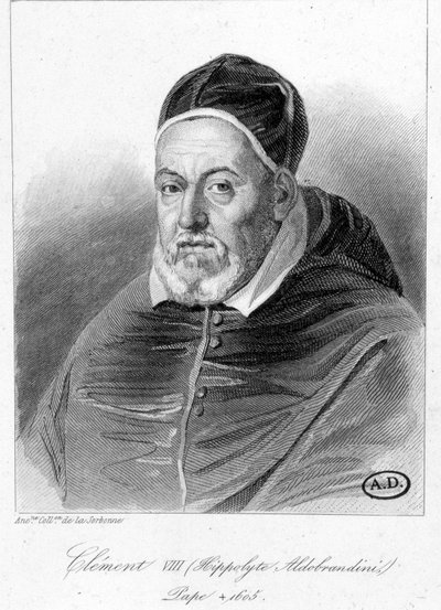 Portret van paus Clemens VIII - gravure door Unknown artist