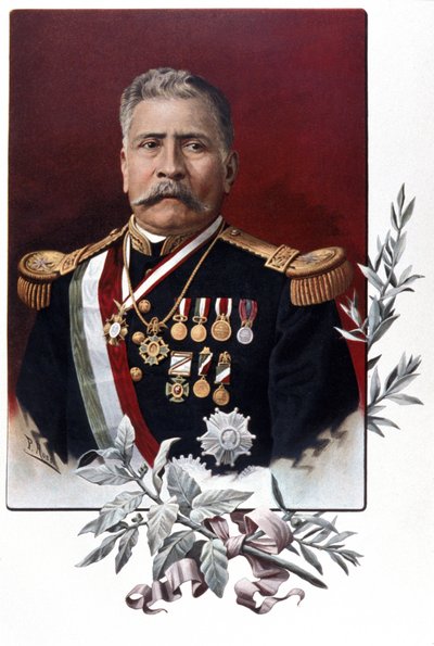 Portret van Porfirio Diaz, Mexicaanse generaal en staatsman door Unknown artist