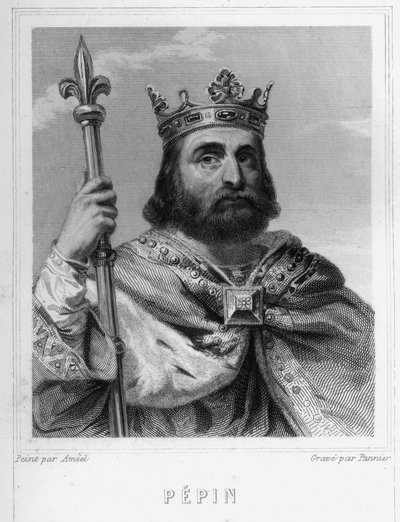 Portret van Pepijn de Korte (ca. 714 - 768), Koning van de Franken, eerste van de Karolingen - in 