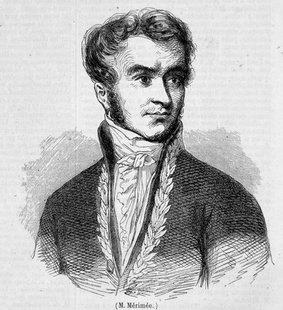 Portret van Prosper Mérimée. 19e-eeuwse gravure. door Unknown artist