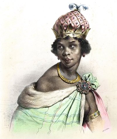 Portret van koningin Anna Nzinga of Ana de Sousa Nzinga Mbande - Nzinga du Ndongo et Matamba door Unknown artist