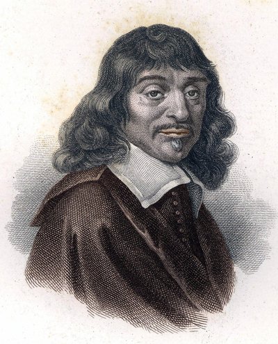 Portret van René Descartes, gravure 19e eeuw door Unknown artist
