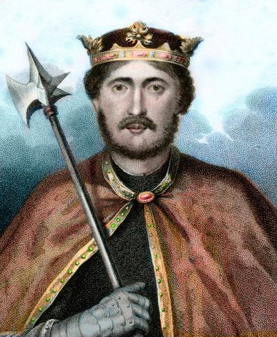 Portret van Richard I (1157-1199), Koning van Engeland, ook wel Richard Leeuwenhart genoemd - Portret van Richard Leeuwenhart - Gravure 19e eeuw door Unknown artist