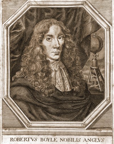 Portret van Robert Boyle (1627 - 1691), Ierse natuurkundige en scheikundige. door Unknown artist