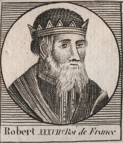 Portret van Robert I (866-923), koning van West-Francië van 922 tot 923 - gravure uit 