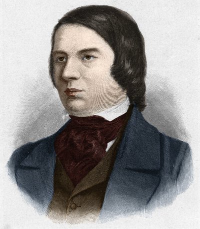 Portret van Robert Schumann (1810-1856), Duitse componist. gebaseerd op een tekening van Mengel. door Unknown artist