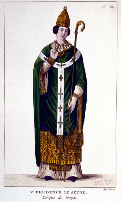 Portret van Sint Prudence door Troyes, bisschop van Troyes (9e eeuw) door Unknown artist