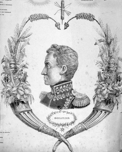 Portret van Simon Bolivar (1783-1830), Zuid-Amerikaanse generaal en staatsman. door Unknown artist