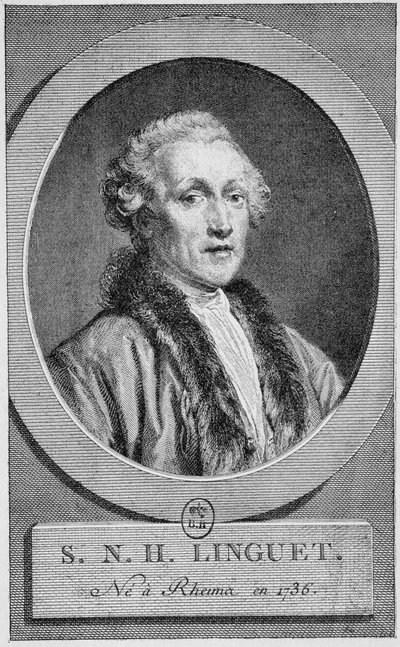 Portret van Simon Nicolas Henri Linguet (1736 - 1794). Gravure van het einde van de 19e eeuw in 