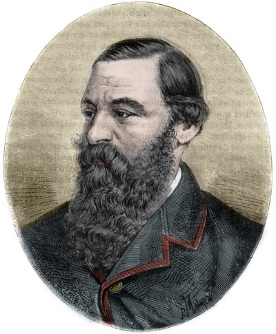 Portret van Sir Samuel Baker (1821-1893) (gravure uit 