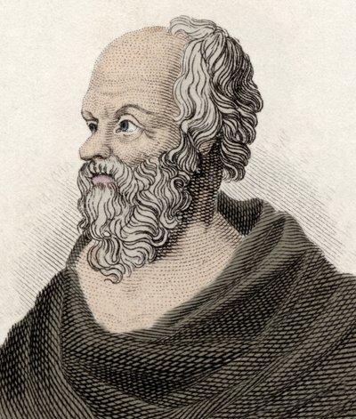 Portret van Socrates (470-399 v.Chr.), Griekse filosoof. Gravure uit de 19e eeuw door Unknown artist