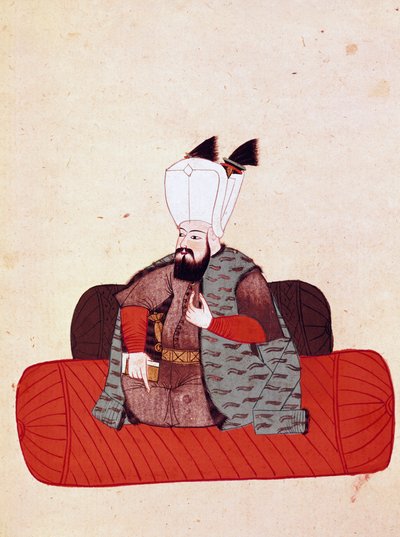 Portret van Sultan Amurat III (1574-1595) Miniatuur uit een manuscript Cicogna van de 19e eeuw (1828) naar een origineel uit de 17e eeuw (1671) door Unknown artist