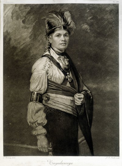 Portret van Tayadaneega (of Thayendanega), leider van de Mohawk-stam (Noord-Amerikaanse Indianengroep, lid van de Iroquois Federatie) door Unknown artist
