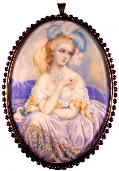 Portret van de Gravin van Castiglione (1837-1899) (Virginia Elisabetta Luisa Carlotta Antonietta Teresa Maria Oldoini). Miniatuur op ivoor door Unknown artist