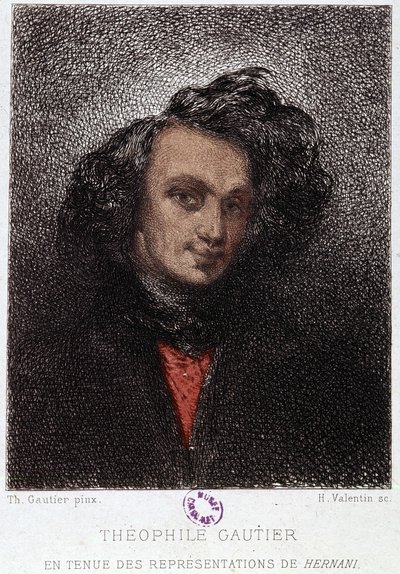 Portret van Théophile Gautier in Hernani door Victor Hugo. 19e eeuw. door Unknown artist