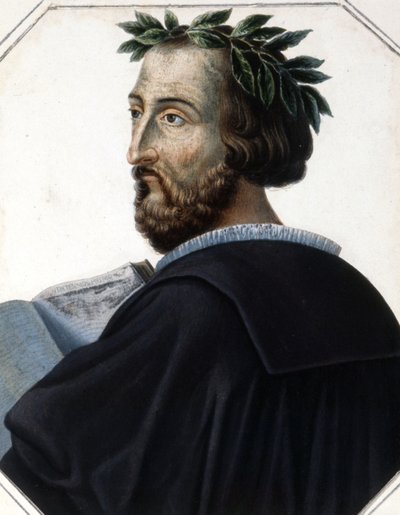 Portret van Torquato Tasso, bekend als de Mok (1544 - 1595), Italiaanse dichter. Gravure uit het begin van de 19e eeuw. door Unknown artist