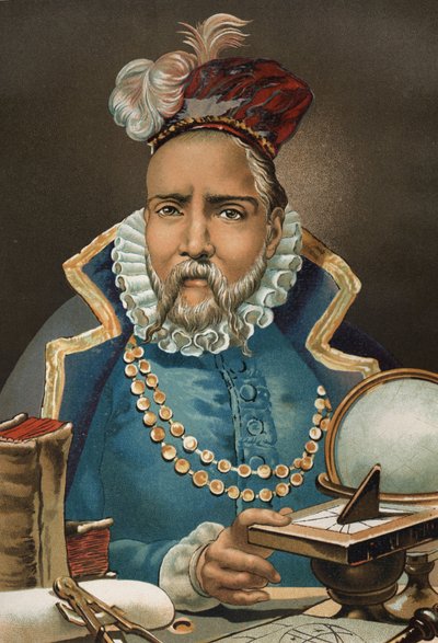 Portret van Tycho Brahe. Deense astronoom en astroloog (nu Zweden). door Unknown artist