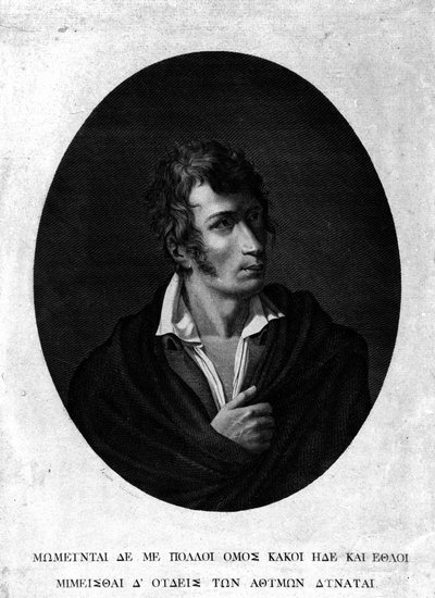 Portret van Ugo Foscolo (1778 - 1827) door Unknown artist