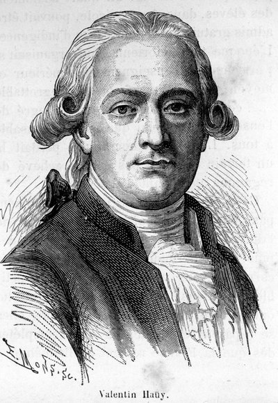 Portret van Valentin Hauy, een Franse pedagoog (1745-1822), hij wijdde zich aan het onderwijs van blinden. door Unknown artist