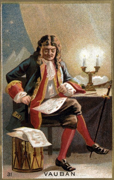 Portret van Vauban (1633 - 1707). (Sébastien Le Prestre de Vauban) Maarschalk van Frankrijk en militair ingenieur. Chromolithografie van de 19e eeuw door Unknown artist