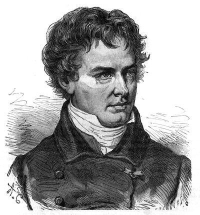 Portret van Victor Jacquemont (1801 - 1832), Franse botanicus en reiziger - Gravure in 