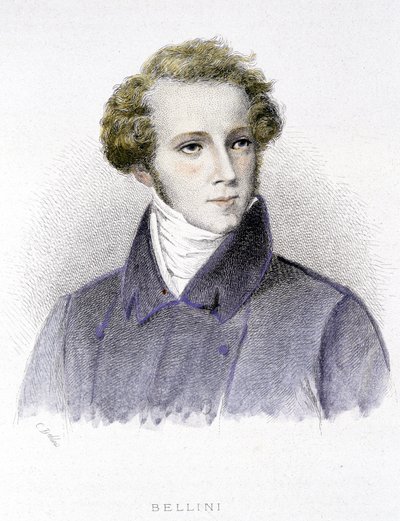 Portret van Vincenzo Bellini, Italiaanse componist (1801-1835) - gravure door Unknown artist