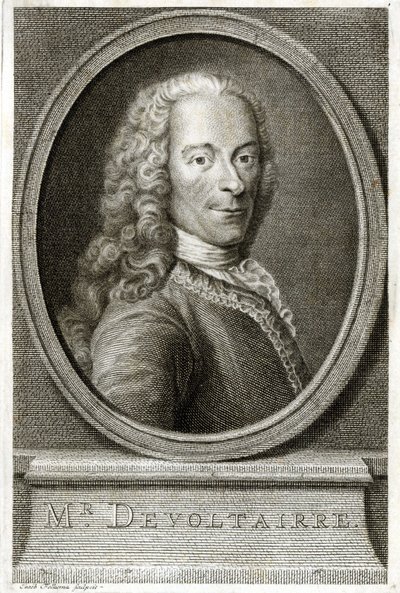 Portret van Voltaire. 19e-eeuwse gravure. door Unknown artist
