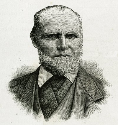 Portret van William Dunbar, gletsjerpiloot van de bemanning van La Jeannette, voor de missie naar de noordpool. Gravure ter illustratie van 