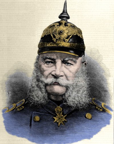 Portret van Willem I (1797-1888), koning van Pruisen en keizer van Duitsland. Gravure uit het einde van de 19e eeuw. door Unknown artist