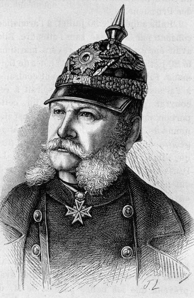 Portret van Willem I (1797 - 1888). Gravure uit het einde van de 19e eeuw in 