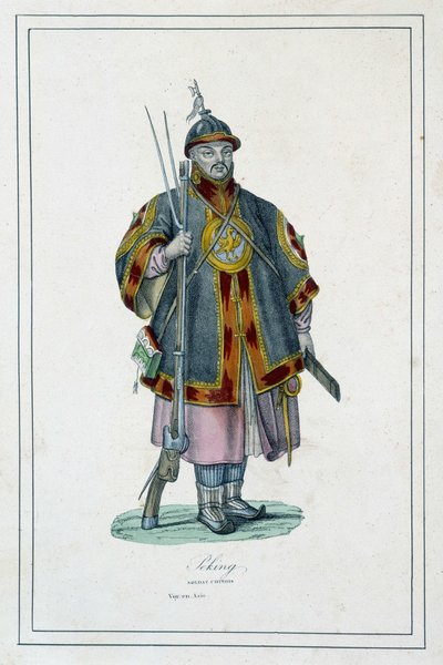 Portret van een Chinese soldaat in harnas - in 