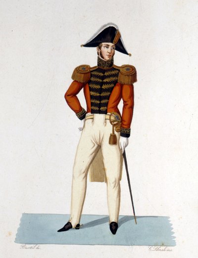Portret van een Ridder van Eer van Cape en Zwaard van het Pauselijke Leger. Gravure uit de 19e eeuw. door Unknown artist