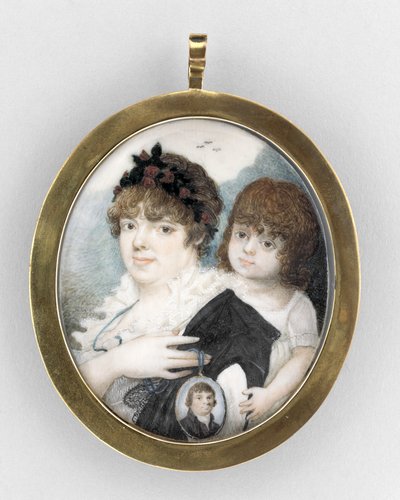 Portret van een moeder en kind, c.1810-20 door Unknown artist