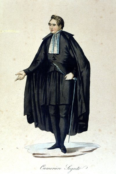 Portret van een geheime camera van de Vaticaanstaat. 19e-eeuwse gravure. door Unknown artist