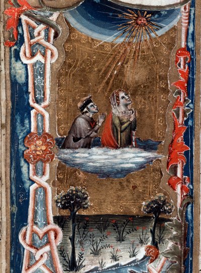 Portret van de Italiaanse dichter Dante Alighieri met Beatrice, in de Goddelijke Komedie door Unknown artist