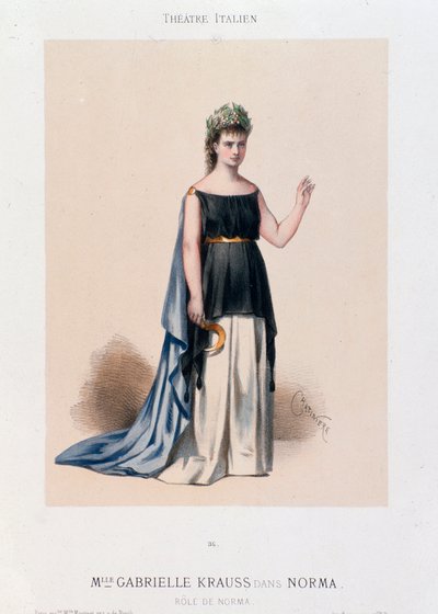 Portret van zangeres Gabrielle Krauss in de opera Norma door Unknown artist
