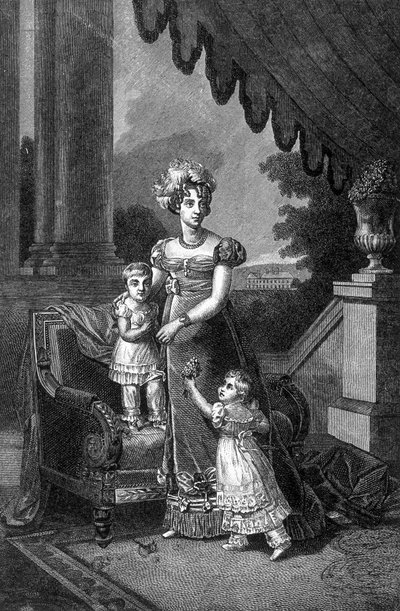 Portret van de Hertogin van Berry en haar kinderen (Hertog van Bordeaux en Mademoiselle d