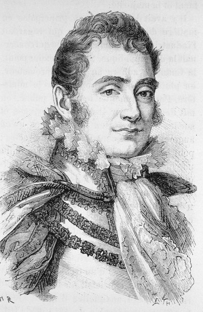 Portret van de Hertog van Berry (1778 - 1820). Gravure van het einde van de 19e eeuw in 