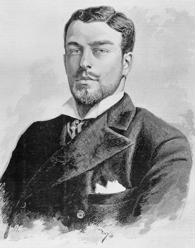 Portret van de Hertog van Orleans. Gravure uit het einde van de 19e eeuw in 