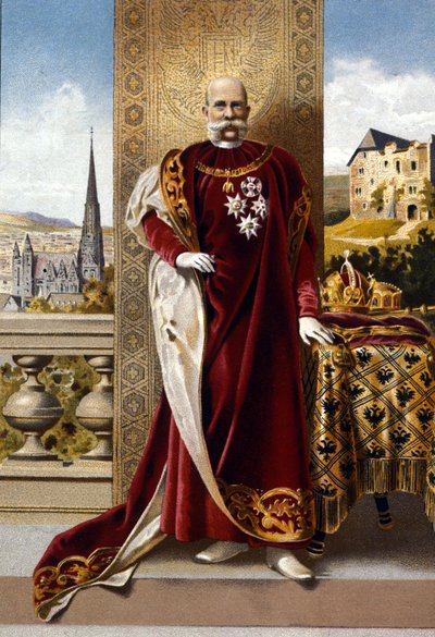Portret van de keizer van Oostenrijk Frans Jozef I (1830 - 1916). Chromolithografie van het einde van de 19e eeuw. door Unknown artist