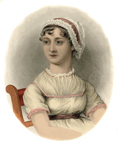 Portret van de Engelse schrijfster Jane Austen (1775-1817). Gravure uit 1870 door Unknown artist