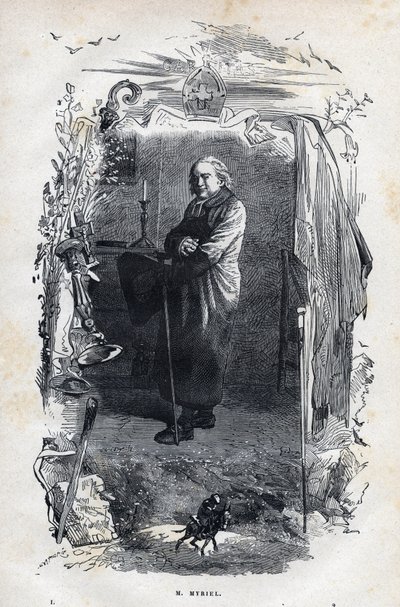 Portret van de Bisschop Myriel - Illustratie door Gustave Brion (1824-1877) voor 