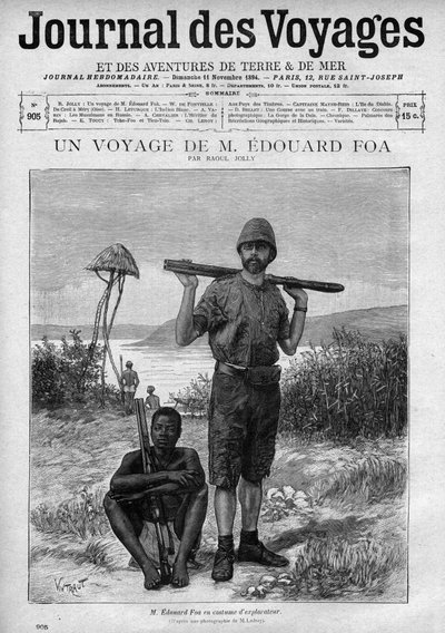 Portret van de ontdekkingsreiziger Edouard Foa (1862-1901) gravure in Le Journal des Voyages, nr. 905, 11 november door Unknown artist