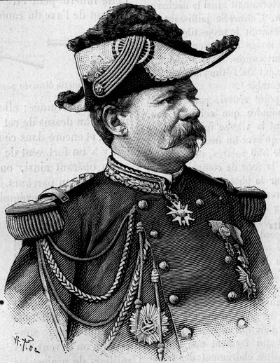 Portret van de Franse generaal François Perrier (1833-1888). Gravure in 