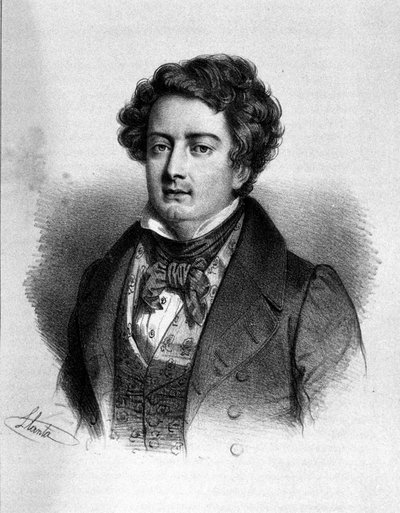 Portret van de Franse tenor Adolphe Nourrit (1802 - 1839). door Unknown artist
