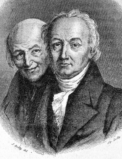 Portret van de gebroeders Hauy: Abbe René Just Hauy (1743 - 1822), Franse mineralogist, en Valentin Hauy (1745 - 1822), Franse pedagoog - in 