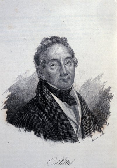 Portret van de Italiaanse patriot en historicus Pietro Colletta (1775-1831) Gravure uit de 19e eeuw door Unknown artist