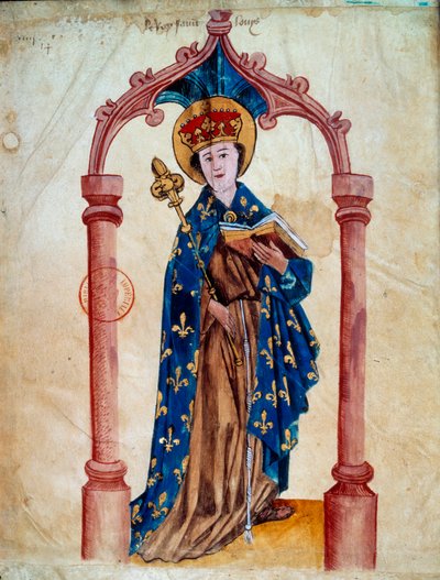 Portret van de koning van Frankrijk Lodewijk IX (Saint Louis) (1214-1270). Miniatuur uit L