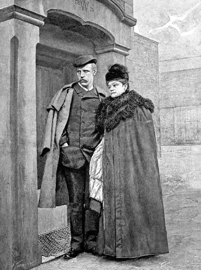 Portret van de Noorse ontdekkingsreiziger Fridtjof Nansen (1861-1930), wetenschapper en diplomaat, met zijn vrouw. door Unknown artist